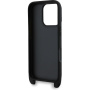 Karl Lagerfeld Saffiano Crossbody fém Karl és Choupette tok állítható pánttal iPhone 16 Pro Max készülékhez - fekete