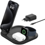 BELKIN Boost Charge 3 az 1-ben összecsukható mágneses vezeték nélküli töltőállvány iPhone/Apple Watch/AirPods készülékekhez - 15W - fekete