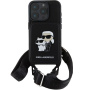 Karl Lagerfeld Saffiano Crossbody Karl és Choupette tok állítható pánttal iPhone 16 Pro Max készülékhez - fekete