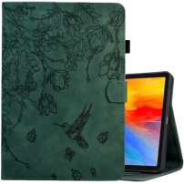 Behajtható tok kártyanyílással és virágmintával iPad 9,7"-hez (2017/2018) / Air 1/2 / Pro 9,7" - sötétzöld