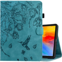 Behajtható tok kártyanyílással és virágtémával iPad 9,7"-hez (2017/2018) / Air 1/2 / Pro 9,7" - Türkiz