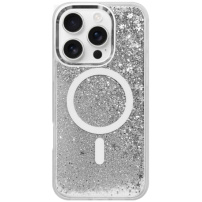 Tok lebegő flitterekkel és MagSafe iPhone 16 Pro készülékhez – ezüst