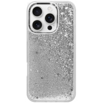 Tok lebegő flitterekkel iPhone 16 Pro-hoz - ezüst