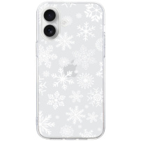 Puha, átlátszó borító hópehely motívummal iPhone 16-hoz - fehér