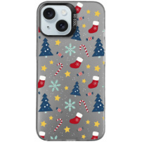 Karácsonyi motívumú védőburkolat iPhone 15-höz - szürke