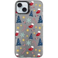 Karácsonyi motívumú védőburkolat iPhone 15 Plus-hoz - szürke