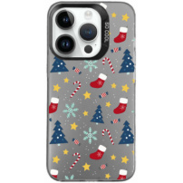 Karácsonyi motívumú védőburkolat iPhone 15 Pro-hoz - szürke