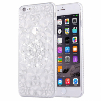 Hátoldali védőtok gyémántköves stílusban iPhone 6 / 6S-re - ezüst