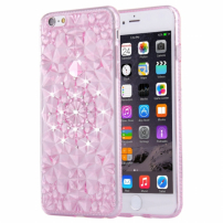 Hátoldali védőtok gyémántköves stílusban iPhone 6 / 6S-re - rózsaszín