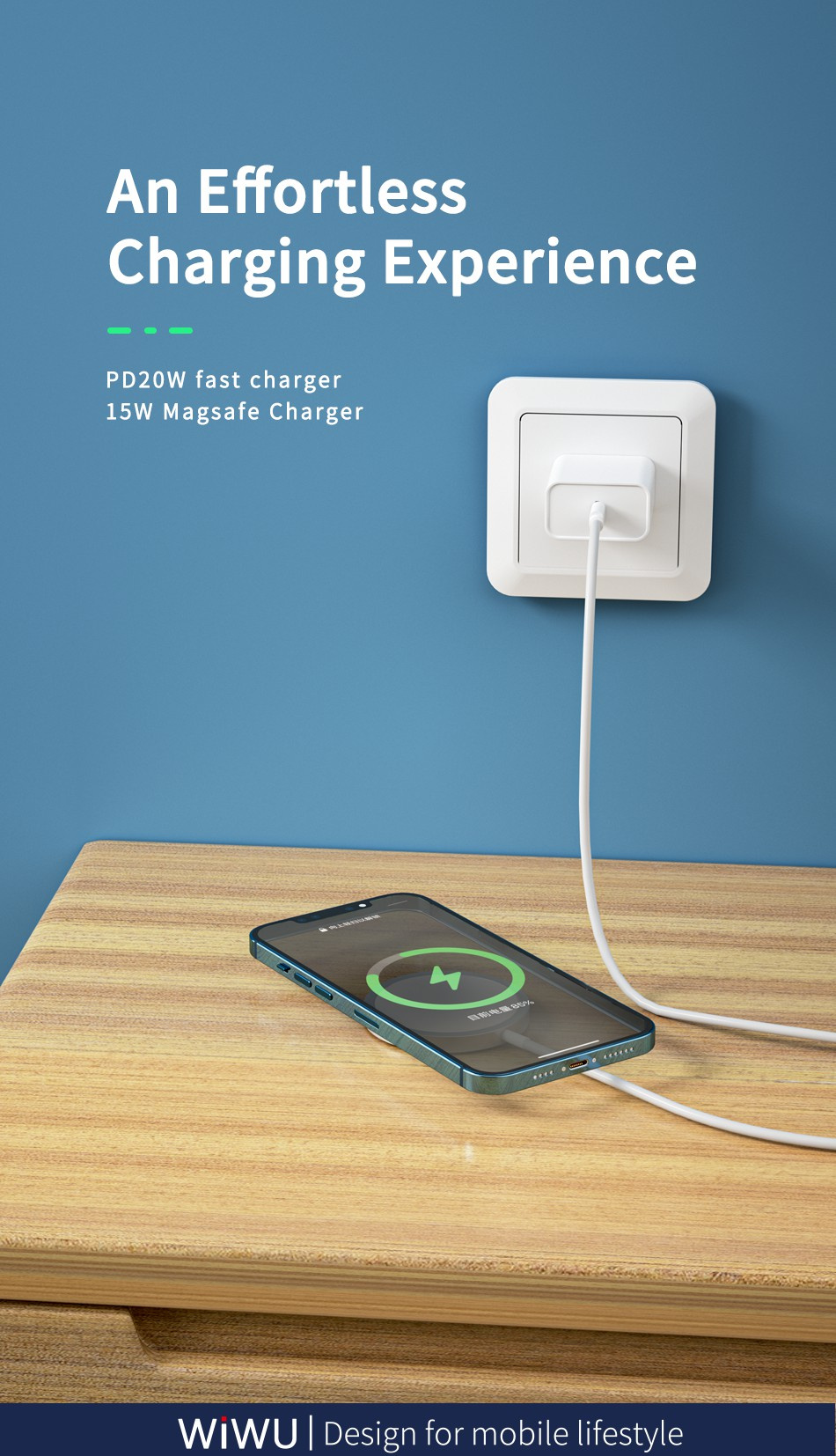 Wiwu W009 vezeték nélküli MagSafe töltő iPhone / AirPods készülékekhez - 15W - fehér