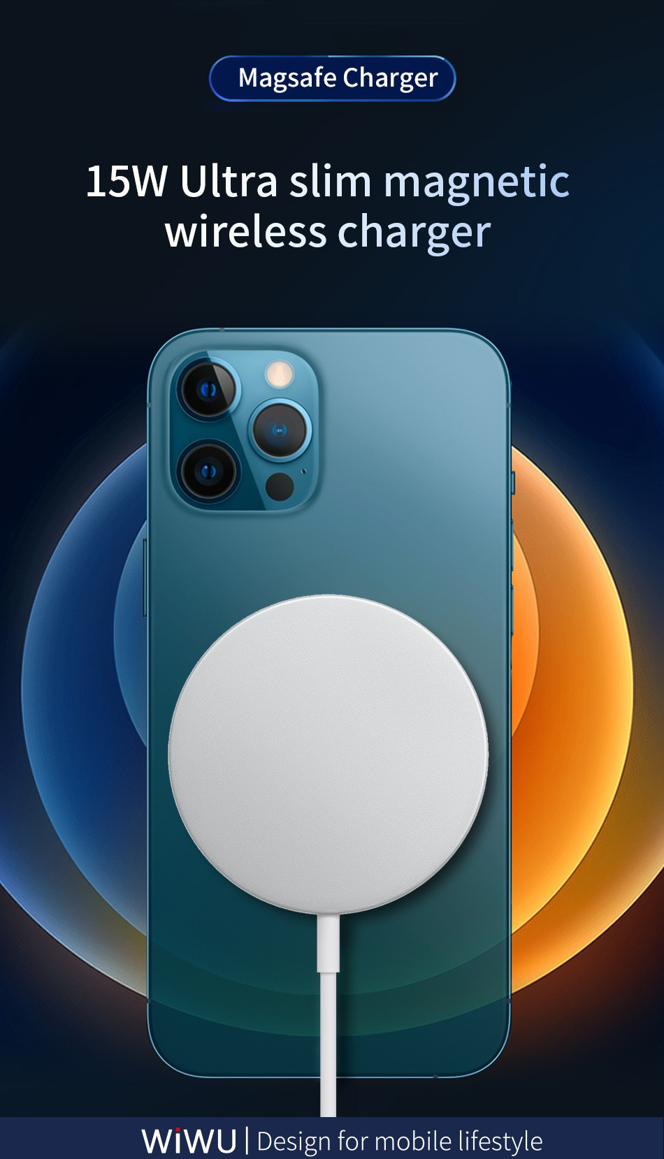 Wiwu W009 vezeték nélküli MagSafe töltő iPhone / AirPods készülékekhez - 15W - fehér