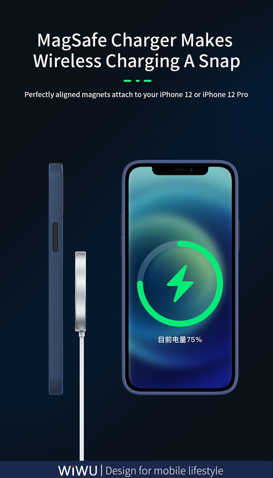 Wiwu W009 vezeték nélküli MagSafe töltő iPhone / AirPods készülékekhez - 15W - fehér Wiwu W009 vezeték nélküli MagSafe töltő iPhone / AirPods készülékekhez - 15W - fehér