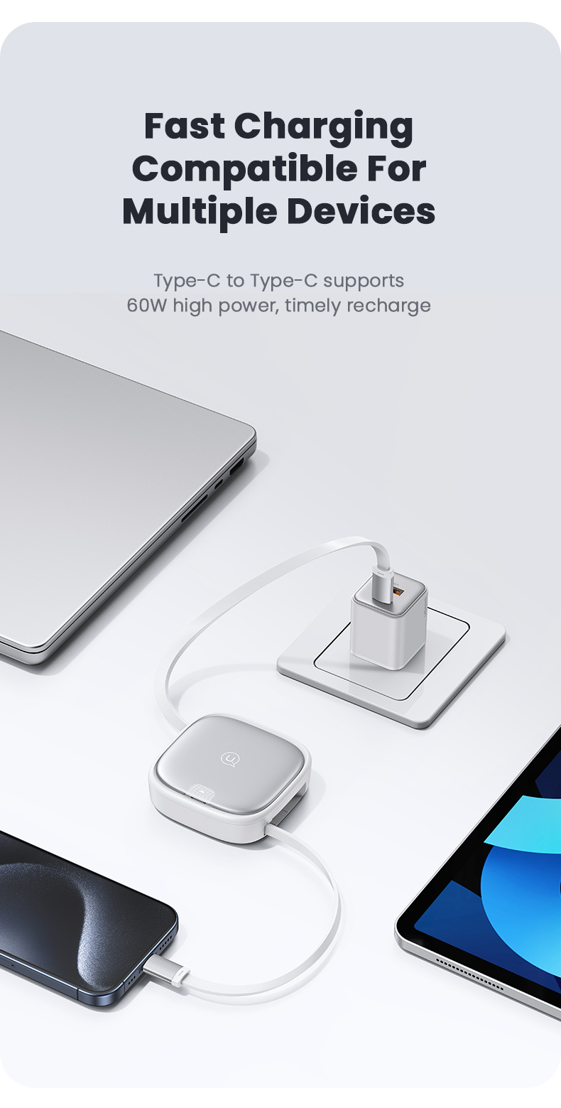 USAMS US-SJ650 készlet visszahúzható USB-C kábelekkel, adapterekkel és tűvel - fekete