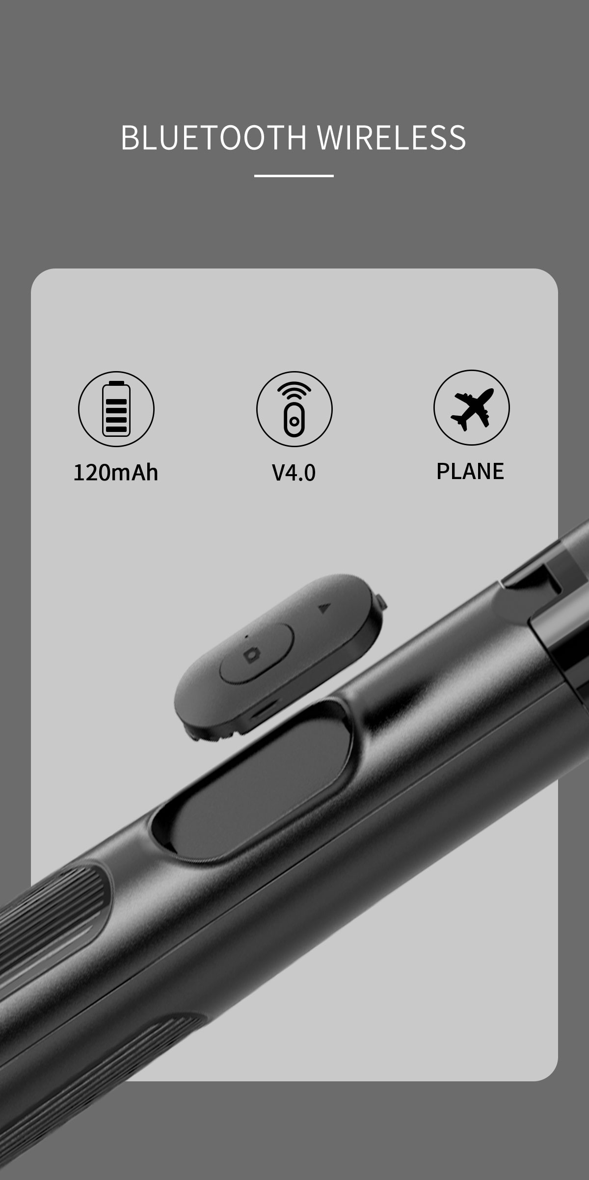 Q05s Bluetooth szelfi stick állvánnyal és integrált gyűrűs lámpával iPhone-hoz - fekete