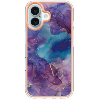Márvány védőborítás iPhone 16-hoz - lila