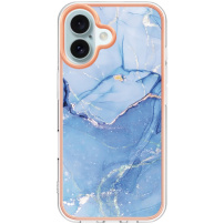 Márvány védőburkolat iPhone 16-hoz - kék