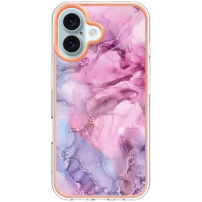 Márvány védőburkolat iPhone 16-hoz - rózsaszín lila
