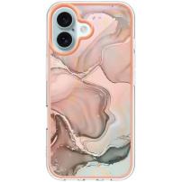 Márvány védőburkolat iPhone 16-hoz - világos rózsaszín