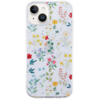 Csillogó átlátszó tok - iPhone 13 mini - kivirágzott rét