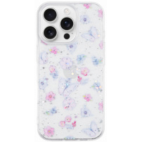 Csillogó átlátszó borító iPhone 16 Pro-hoz - pillangók