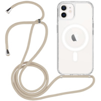 Átlátszó borító kábellel és MagSafe iPhone 11-hez - bézs