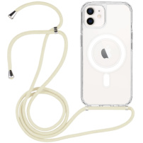 Átlátszó borító kábellel és MagSafe iPhone 11-hez - krém