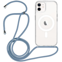 Átlátszó borító zsinórral és MagSafe iPhone 11-hez - kék