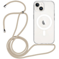 Átlátszó borító kábellel és MagSafe iPhone 14-hez - bézs