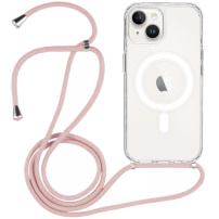 Átlátszó borító kábellel és MagSafe iPhone 14 Plus készülékhez - rózsaszín