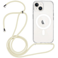 Átlátszó borító kábellel és MagSafe iPhone 14 Plus - krémmel