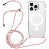Átlátszó borító kábellel és MagSafe iPhone 14 Pro Max készülékhez - rózsaszín