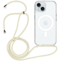 Átlátszó borító vezetékkel és MagSafe iPhone 15 Plus - krémmel