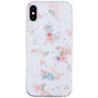 Csillogó átlátszó borító iPhone X / XS telefonhoz - virágok