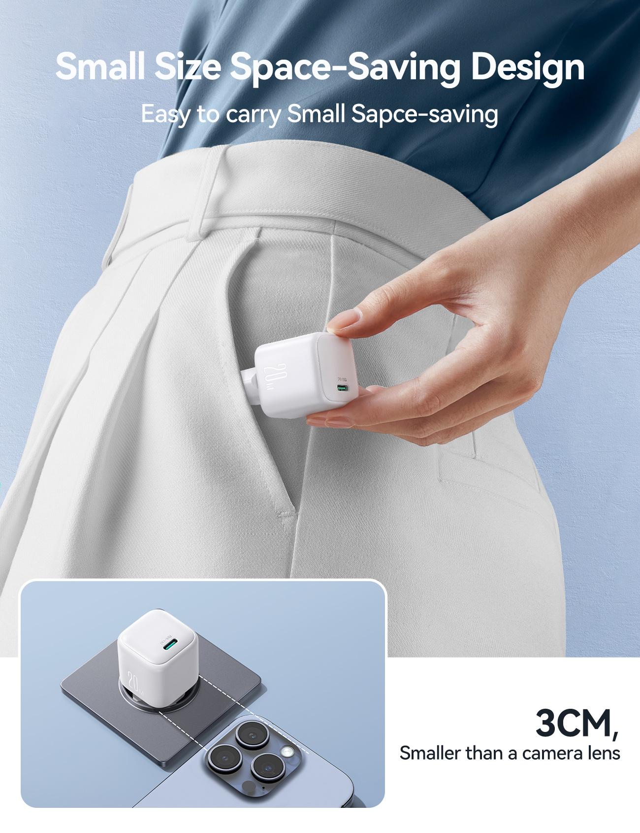 JOYROOM JR-TCG08 gyorstöltő adapter USB-C porttal - 20W - fehér