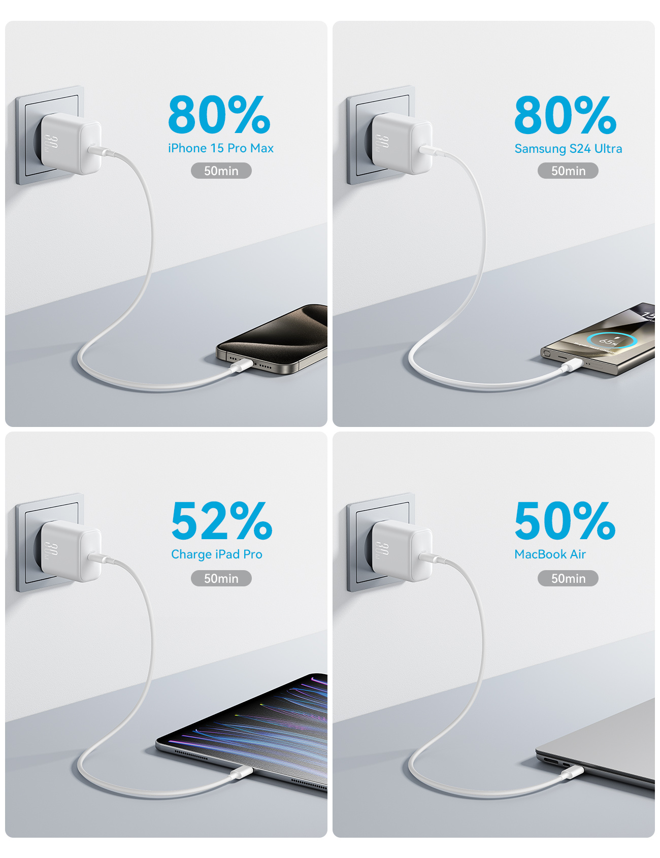 JOYROOM JR-TCF24 gyorstöltő adapter USB-C porttal - 30W - fehér