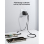 JOYROOM JR-TCF13 gyorstöltő adapter USB-C / USB-A portokkal - 25W - fekete