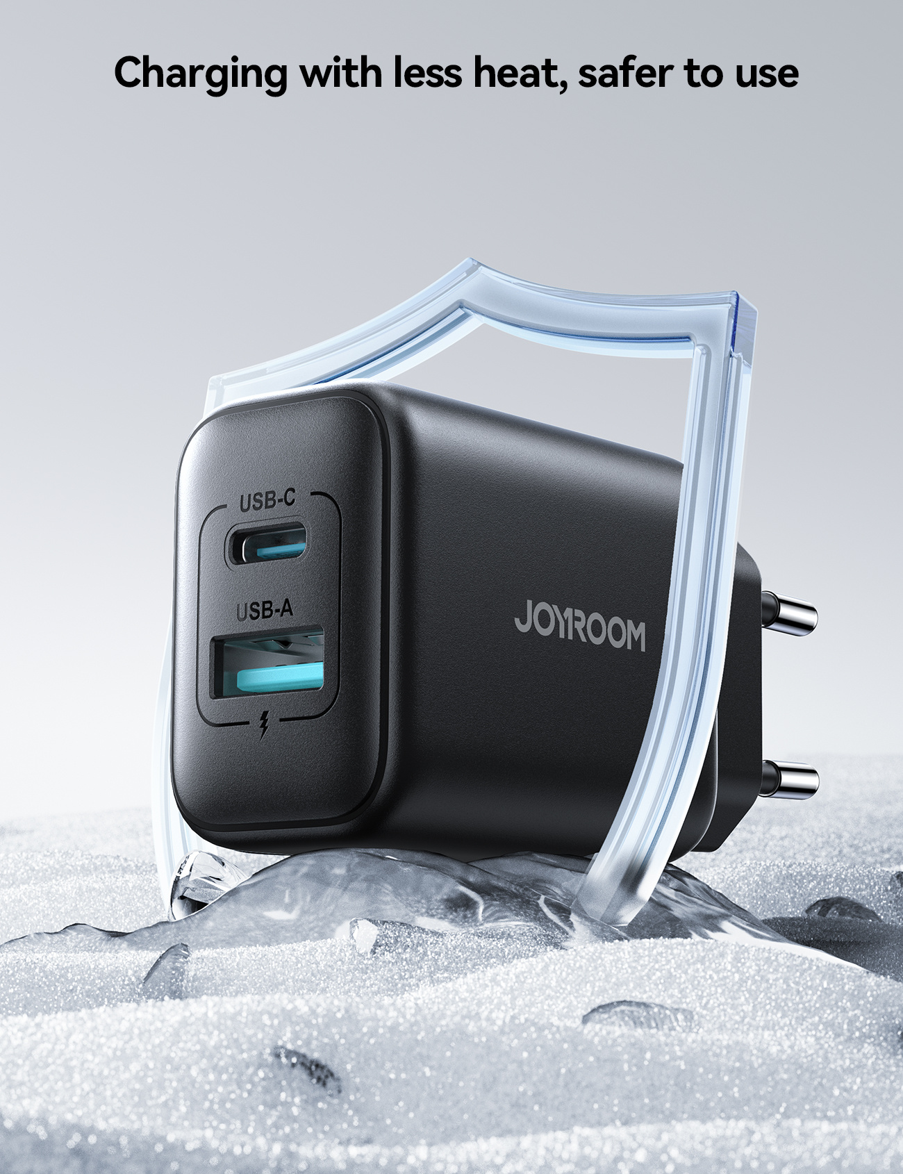 JOYROOM JR-TCF13 gyorstöltő adapter USB-C / USB-A portokkal - 25W - fekete JOYROOM JR-TCF13 gyorstöltő adapter USB-C / USB-A portokkal - 25W - fekete