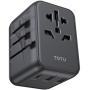 TOTUDESIGN 635DQ univerzális utazóadapter USB-C / 2x USB-A portokkal és kihúzható dugókkal - 20W - fekete