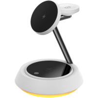 Wiwu W002 3 az 1-ben mágneses vezeték nélküli állvány háttérvilágítással iPhone / Apple Watch / AirPods készülékekhez - 15W - fehér