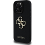 Guess Szemcsés 4G fém logós tok iPhone 16 Pro készülékhez - fekete