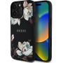 Guess Szemcsés magnólia virágmintás tok és MagSafe iPhone 16 Pro készülékhez - fekete