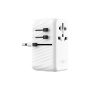 FIXED Voyager univerzális utazó adapter 3x USB-C / USB-A porttal és kihúzható dugókkal - 120W - fehér