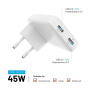 FIXED Slim GaN töltőadapter 2x USB-C porttal - 45W - fehér