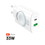 FIXED Power Socket töltőadapter USB-C / USB-A portokkal és kihajtható töltővel Apple Watch-hoz - 33W - fehér