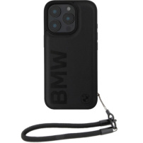 BMW Bőr Signature and Strap tok iPhone 16 Pro Max készülékhez - fekete