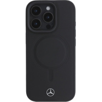Mercedes Sima bőr tok, MagSafe, iPhone 16 Pro Max - fekete