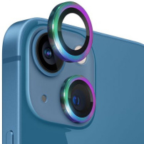 NORTHJO hátsó kamera lencsevédő üveg fémkerettel iPhone 13 / 13 mini készülékhez - szivárványszínű