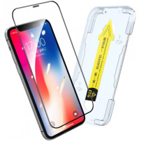 Enkay Quick Stick edzett üveg kerettel a könnyű felragasztás érdekében - iPhone XR / 11 - fekete