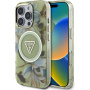Guess IML Glitter Magnolia és Triangle Logo tok MagSafe-el* iPhone 16 Pro-hoz - zöld