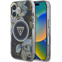 Guess IML Glitter Magnolia és Triangle Logo tok MagSafe-el* iPhone 16-hoz - fekete